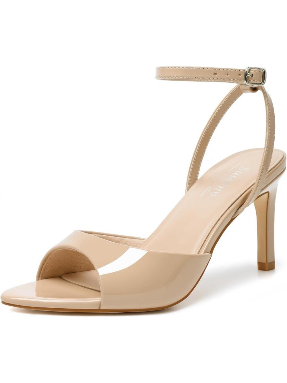 Women's Nude Strappy Heels Pointed Open Toe Sexy Slip on Casual Prom Dress Shoes